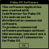 CodeWarrior Lite Screen